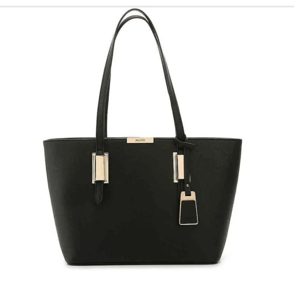 Aldo Black Handbag with Gold Accents